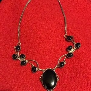 Vtg. 925 sterling silver onyx necklace
